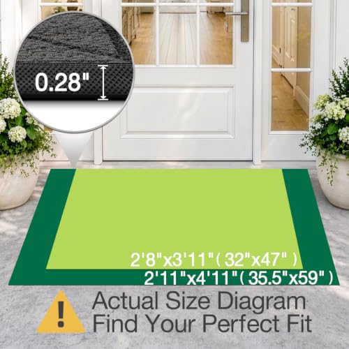 LUMI Outdoor Door Mat Traps & Hides Dirt 32x47, Outside Entrance, Monstera - color: Grey Monstera, size: 2'8" x 3'11" (32"x47")