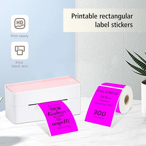 3x5 Inch Thermal Labels,Rectangle Sticker,300PCS Water Proof Shipping Labels with Strong Adhesive,Compatible with Zebra & Rollo,for Moving Boxes,Inventory,Fluorescent Purple - color: Fluorescent Purple