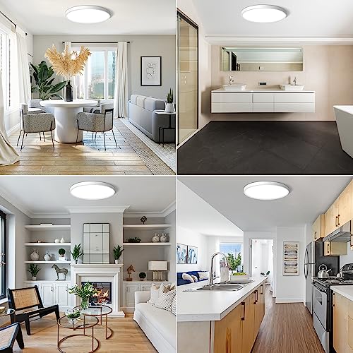 CHARYJOD LED Flush Mount Ceiling Light Fixture 12Inch, 24W Flat Light,5000K Ultra Thin Surface Panel Low Profile for Bedroom Kitchen Bathroom Garage Living Room, White (DC-CJ-0030-24W-50K) - color: White, size: 12Inch-1Pack