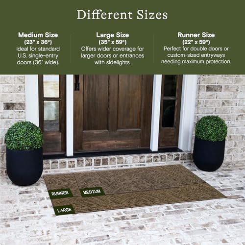 WaterHog Boxwood Front Door Mat Indoor Outdoor Entrance, All-Weather Mats - color: Camel, size: Medium 23"x36" (2’x3’)