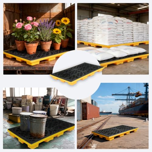 2Pcs 2-Drum Modular Platform Spill Containment Trays,48x24x4 Inch