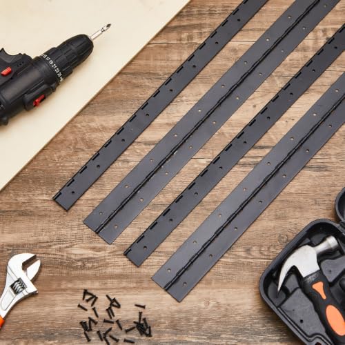Wesiti 4 Pack 48 Inch Heavy Duty Piano Hinge 48" x 2" Stainless Steel 304 Black Continuous Hinge for Large Cabinet, Industrial Storage Equipment Door, Commercial, DIY Wood Boxes, Woodworking - color: Black, size: 48 Inch
