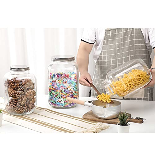 CATPOWER 1 Gallon Large Glass Jar With Mouth Canning Jar Kitchen Storage Jar Cookie Candy Penny Jar with Stainless Steel Screw Lid