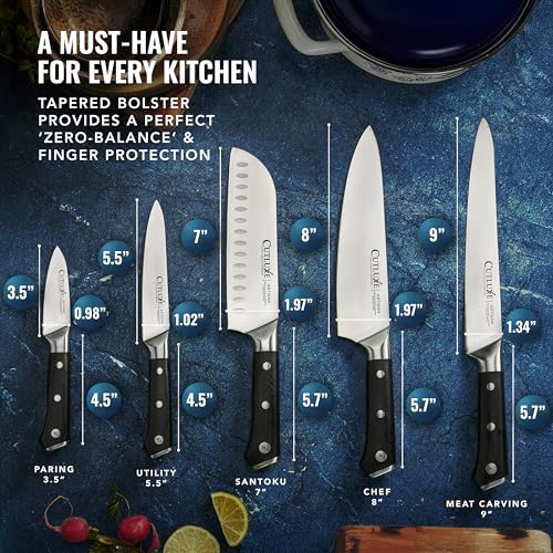 Cutluxe Kitchen Knives, 5-Piece Chef Knife Set – Razor Sharp German Steel - size: 5 Pcs Knife Set without Block