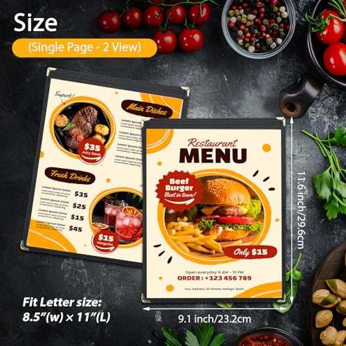 FLKQC 10pcs 1 Page Menu Covers, 2 View 8.5 x 11 Inch Clear PVC Menu Holder - size: 1 page 2 view