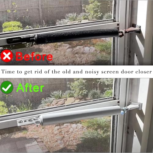 Pneumatic Standard Door Closer for Screen and Storm Doors, 1-1/4" Dia. Tube (White Closer, 1 Set) - style: White Closer