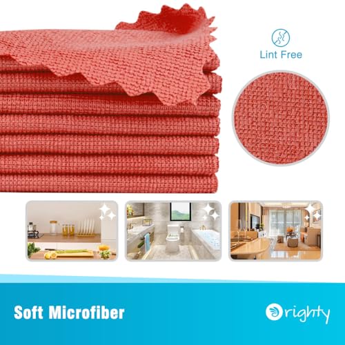 Orighty Microfiber Cleaning Cloth Bulk, 50 Pack Shop Towels 12x12 Inch, Red - color: Red, size: 50 Pack
