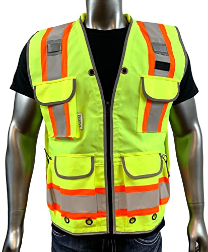 VERO1992 Class 2 Heavy Woven Two Tone Engineer Hi Viz - color: Yellow, size: XX-Large-3X-Large