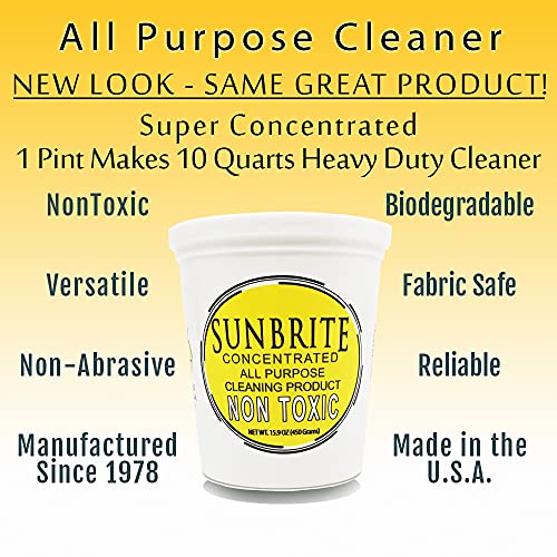 SunBrite Professional Strength Cleaner | NonToxic | Concentrated | All Purpose | Pint Unit | Green Product Safe For What You Clean