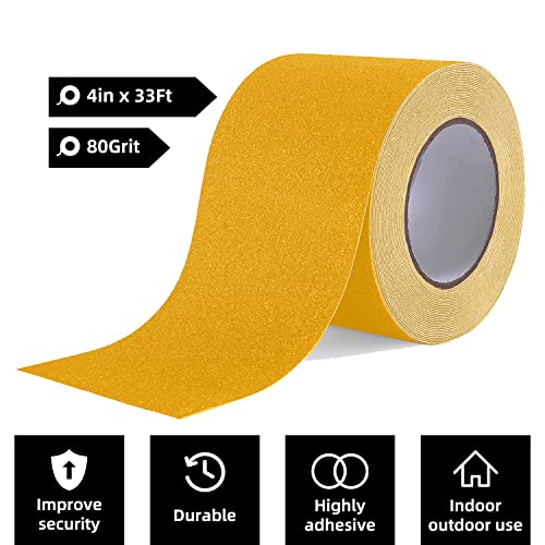 Reniteco 4" x33Ft Anti Slip Tape Yellow Heavy Duty Grip 1PC - color: 01-Yellow, size: 4in x 33Ft