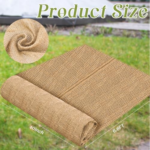 Buryeah 1 Pack 40 Inch X 6.6 ft Burlap Fabrics Roll Natural Jute Garden - size: 40 Inch x 6.6 Ft