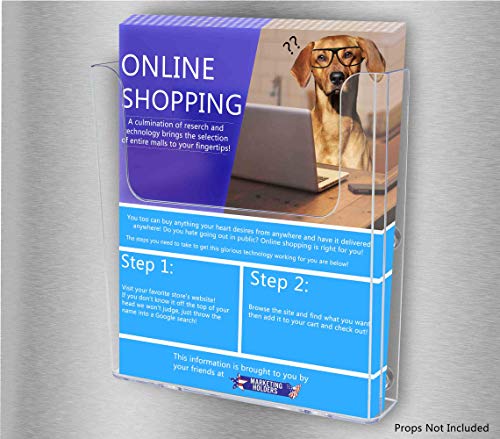 Marketing Holders Metal Mount 8.5" Wide Magazine Holder Brochure Magnetic Pamphlet Catalog Document Booklet Display Literature Printed Material Metal Surfaces - size: 8.5" Wide Magnetic Mount