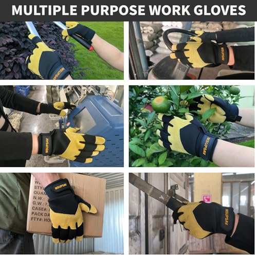 Work Gloves,Mechanic Glove Men&Women,Black+Yellow,Medium - color: Yellow+black, size: Medium
