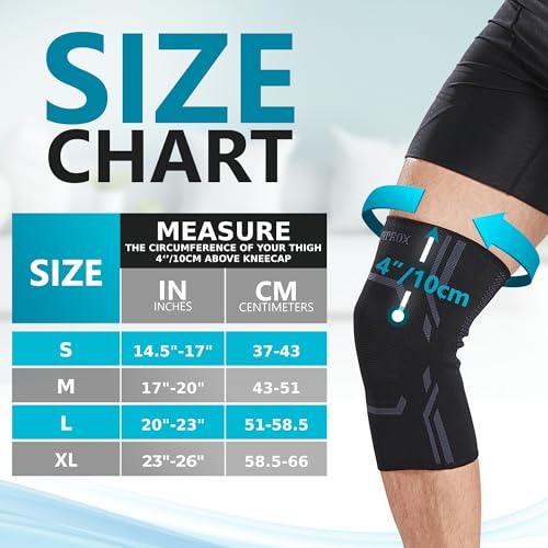 Bodyprox Knee Compression Sleeve for Men and Women (2 Pack), Knee Support Brace for Running and Work out (Medium) - size: Medium