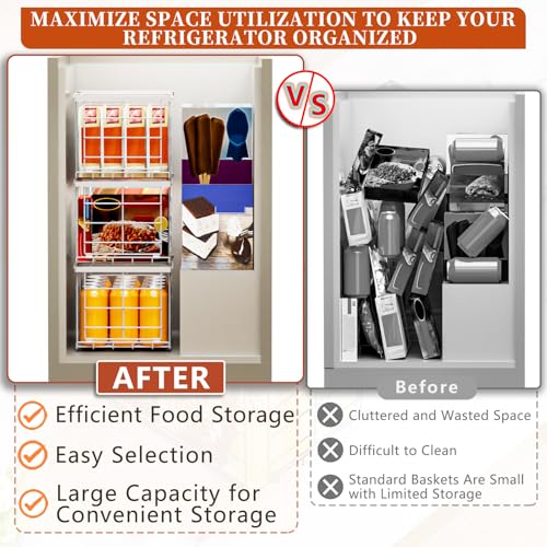 Freezer Organizer Bins for 3.5 Cu.Ft,Upgrade Quick Expand/Collapse,3PACK - color: White 3 Pack
