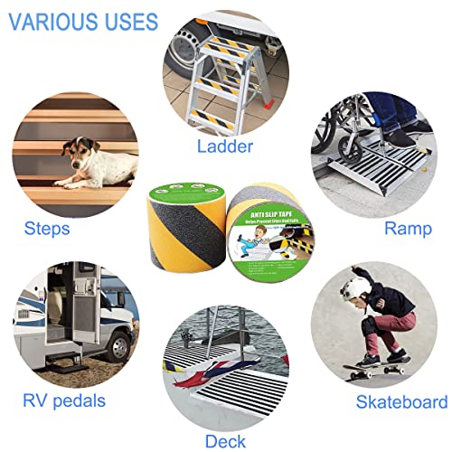 Yorwe Anti Slip Tape Stairs & Ramps, Traction Grip(4" x 190", Black/Yellow) - color: Black / Yellow, size: 4" Width x 190" Long