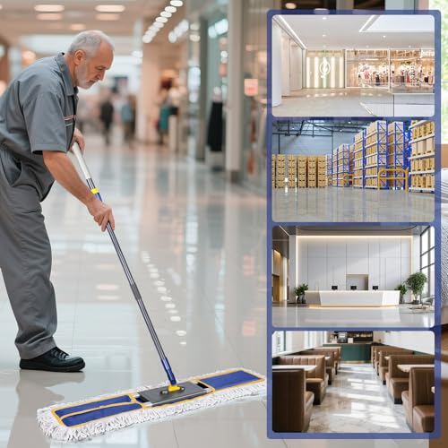 Masthome 36" Commercial Dust Mop, Large Microfiber Mops for Floor Cleaning - color: Blue Large