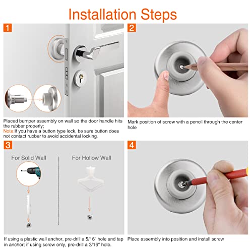 2 Pack Concave Wall Door Bumper Stop Brushed Satin Nickel – 2-1/2” Outside Diameter Stainless Steel Cover with 1-1/8” Gray Rubber Bumper – Easy to Install with Screw - color: Concave-Satin Nickel, size: 2 Pack