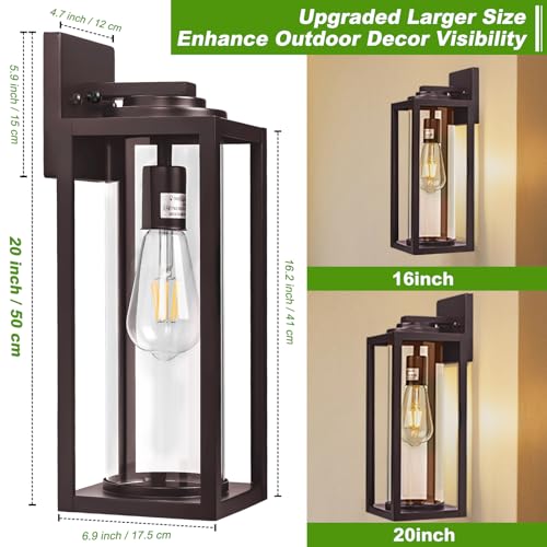 FILIYANO Large Outdoor Wall Lights, 20 Inch, Oil Rubbed Bronze, 2 Pack - color: Bronze (Sensor-Free), size: 20 inch