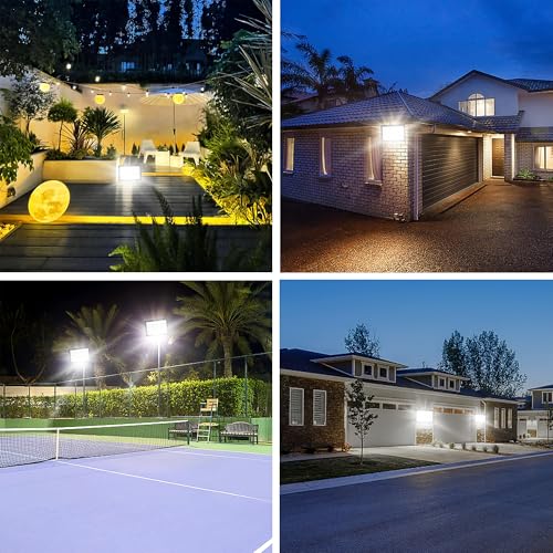 80W LED Flood Light 4 Pack, 12,000LM, 6000K, IP66 with Plug - size: 80w_4pack