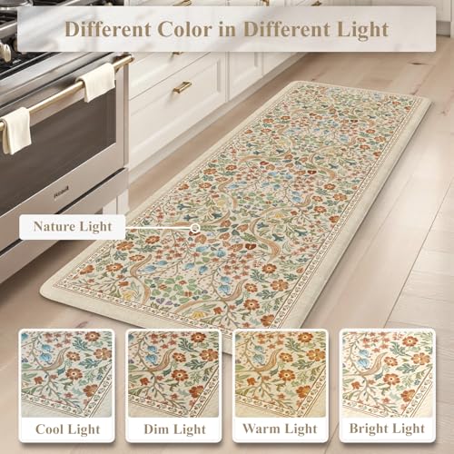 Collive Kitchen Mats Cushioned Anti Fatigue, Beige 17.3"x47"+17.3"x29" - color: Beige, size: 17.3"x47"+17.3"x29"