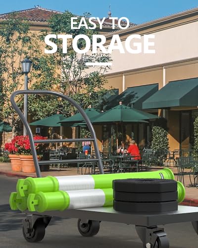 BATTIFE 45 Inch Traffic Cones Delineator Posts with Base Lime Green 3 Pcs - color: Lime Green