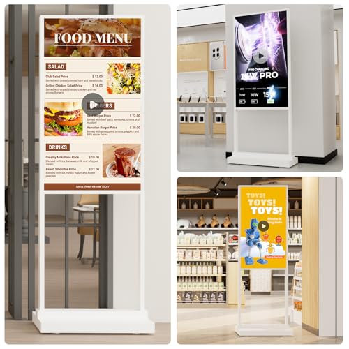 43 Inch 4K Touchscreen Kiosk, Indoor Capacitive Touch Floor Standing Digital Signage Displays, Advertising Display LCD Kiosk, UHD Interactive Display Poster Android System, HDMI/USB/WiFi