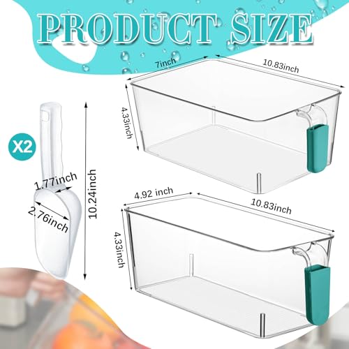 Havawish Ice Storage Bin and Flexible Scoop Set Plastic Freezer Bin - color: Blue, size: 10.83 x 7 x 4.33 In,10.83 x 4.92 x 4.33 in, style: Classic