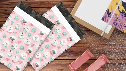 10x13 (100) Winter Snowglobes and Snowmen Christmas Designer Poly Mailers Self Sealing Shipping Envelopes Holiday Premium Printed Bags For Small Businesses - color: Snowglobes, size: 10x13
