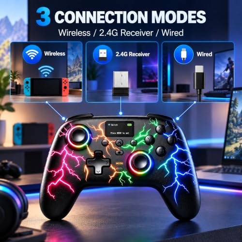 Exilapsire Wireless Controller for PC/Switch/Switch 2/iOS/Android, Black - color: Black