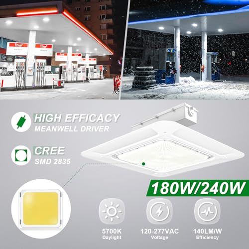 LED Gas Station Canopy Light 240W Carport Garage Lamp Fixture 5700K - color: 240W