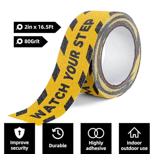Reniteco 2" x16.5Ft Anti Slip Tape Watch Your Step Warning 1PC - color: 06-Yellow Warning Strip, size: 2in x 16.5Ft