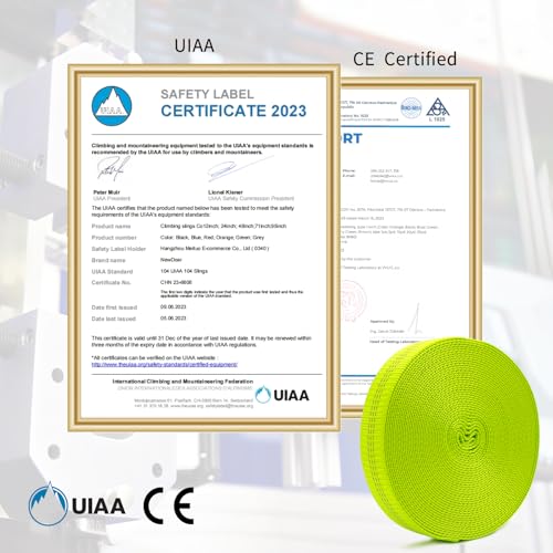 NewDoar CE UIAA Certified 1 Inch Nylon Webbing Strap/Tubular Climbing Webbing - Heavy Duty Strap for Rescue, Climbing, Harnesses, Rock Work, & Firefighting - color: Green, size: 1 inch x 5 Yard