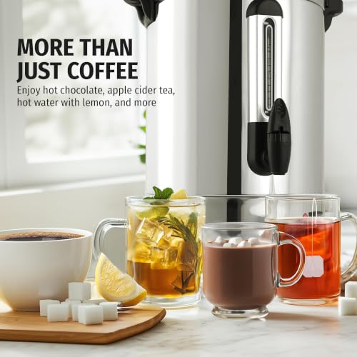 Zulay Commercial Coffee Maker, Coffee Urn 100 Cup, Large Coffee Percolator - 100 Cup Coffee Maker with Double-Wall Stainless Steel, Commercial Coffee Urn Quick Brew Tea Percolator for Events - Silver - color: Silver, size: 100 Cup