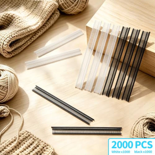 2000 PCS Stitch Gun Fasteners Kit 0.18 Inch Extra Fine Sewing Gun Fastener Compatible with Mini & Micro Stitching Guns Including 1000 Black & 1000 White Fasteners - size: 0.18 Inch