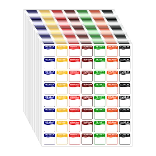 1680 Pcs 1" Square Day of The Week Labels, Removable & Writable Food Stickers in English/Español/Français for Restaurant Kitchen Containers and Inventory Management - color: Square Sheet Labels