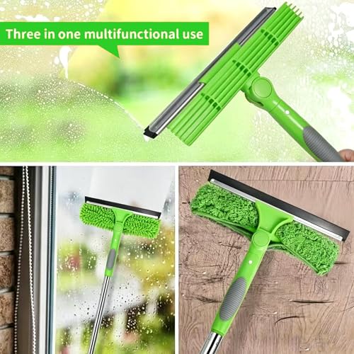 2-in-1 Window Cleaner Tool, 68'' Squeegee for Window Cleaning - color: Green