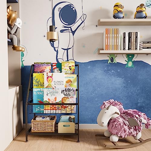 aboxoo Kids Bookshelf Todder Freestanding for Children Room 18 inches Small Toddler Bookcase Toy Organizer Play Black Stable Bookcase Bookstore Library Book Unit Storage for Small Place,Black - color: Black, size: Small