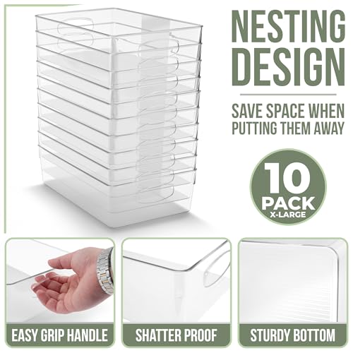 Sorbus Fridge Organizers and Storage, Clear Bins (Extra Large, 10 Pack) - size: XL, style: 10 Pack
