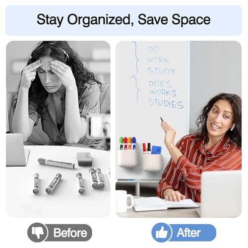 MoKo Magnetic Pen Holder, 2-Pack Whiteboard Organizer, White - color: White