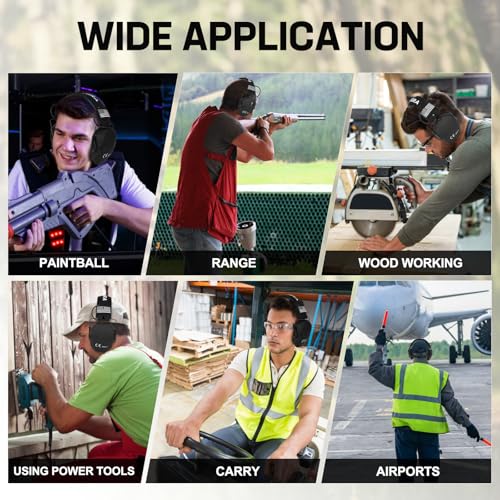 Electronic Ear Protection for Shooting with 5X Sound Amplification, Active Ear Protection for Gun Range, Gun Range Hearing Protection Muffs, NRR 26dB Noise Reduction Headphones for Hunting/Shooting - color: Black