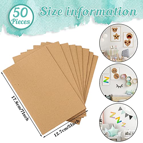 Zonon 50 Pack Corrugated Cardboard Sheets, 3 mm Flat, 5 x 7 Inch, Brown - color: Brown, size: 5 x 7 Inch