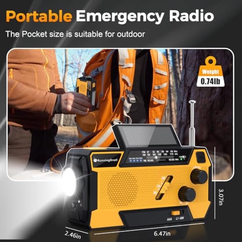 RunningSnail Hand Crank Emergency Radio with 3 Built-in Cable for Hurricane