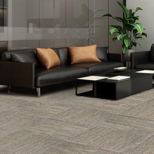 ALTRUISTIC Heavy Duty Bedroom Carpet Tiles, 24" x 24", 18 Pieces/72 sq ft - color: Khaki