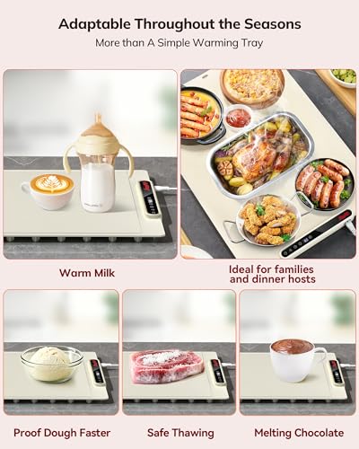 Food Warming Mat 24x16, Foldable Food Warmer for Parties - color: Beige, size: 24x16 inch