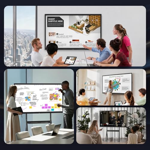 75'' 4K UHD Smart Board, Interactive Digital Whiteboard, 20-Point Touchscreen, All-in-One Electronic Whiteboard for Office Classroom Home Business - size: 75 Inch