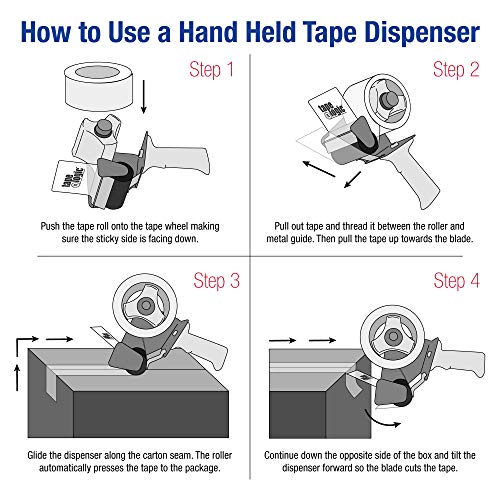 Tape Logic (1 Pack) Industrial Carton Sealing Tape Dispenser, 2", Blue/White