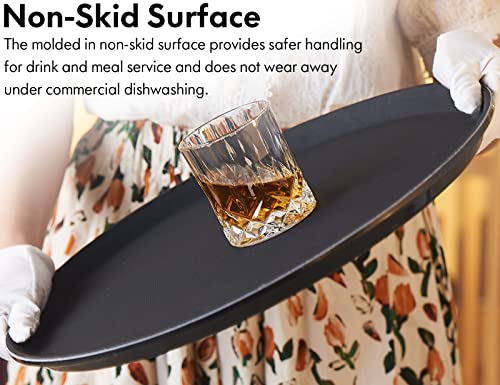 CURTA 2-Pack Restaurant Grade Non-Slip Tray, NSF, Oval 24-Inch x 29-Inch, Plastic Rubber Lined Round Serving Tray, Black - color: Black-oval, size: 29 Inch x 24 Inch x 1 Inch