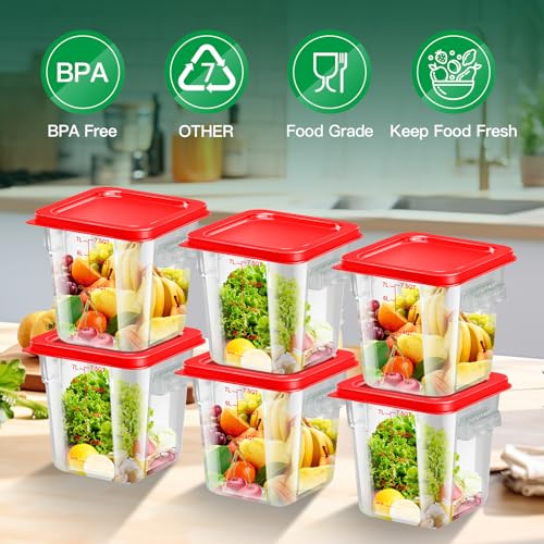4 pcs 8qt Food Storage Containers with Lid, Square Clear Commercial Food Storage Containers with Handle and Scale for Food Storage in Home Kitchen & Dining (Red) - color: B4-8QT-PCS-RED