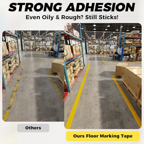 SWRT 2" x 110FT Yellow Floor Marking Tape and Dance Splicing Tape, Caution Gym Floor Tape Warning Safety Stripe Tape for Floor Marking, Athletics, School, Restaurants, Equipment and More